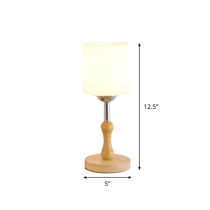 Globe/Zylinder/Quadratische Nachttischlampe Modernist Satinierte Glas 1 Licht Holz Nachttischlampe für Nachtseite