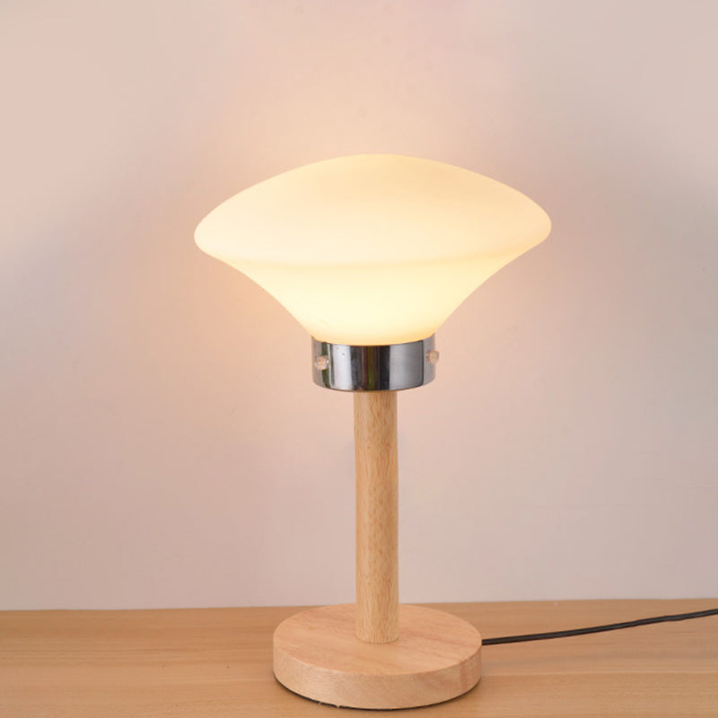 Globe/Zylinder/Quadratische Nachttischlampe Modernist Satinierte Glas 1 Licht Holz Nachttischlampe für Nachtseite