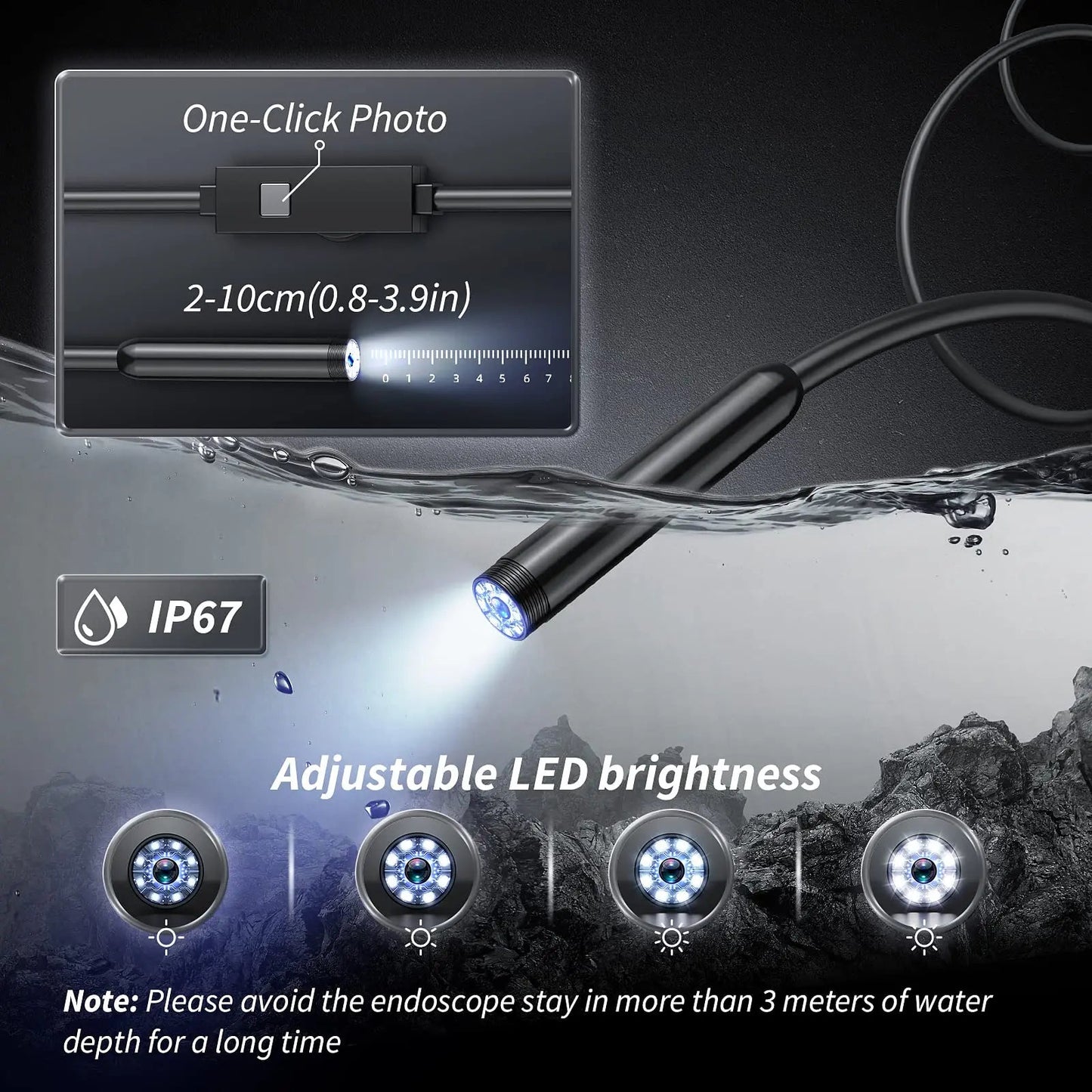 Frendorf | HD Inspektions-Endoskopkamera – Wasserdicht mit verstellbarem LED-Licht