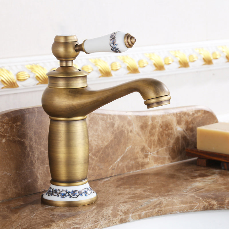 Frendorf | Landhaus Breiter Wasserhahn Waschbeckenarmatur mit Hebelgriff