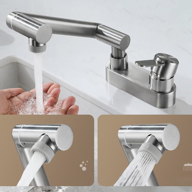 Frendorf | 2 Löcher Spülen Wasserhahn Schwenk Edelstahl Einhandgriff Zentralmontage Wasserhahn