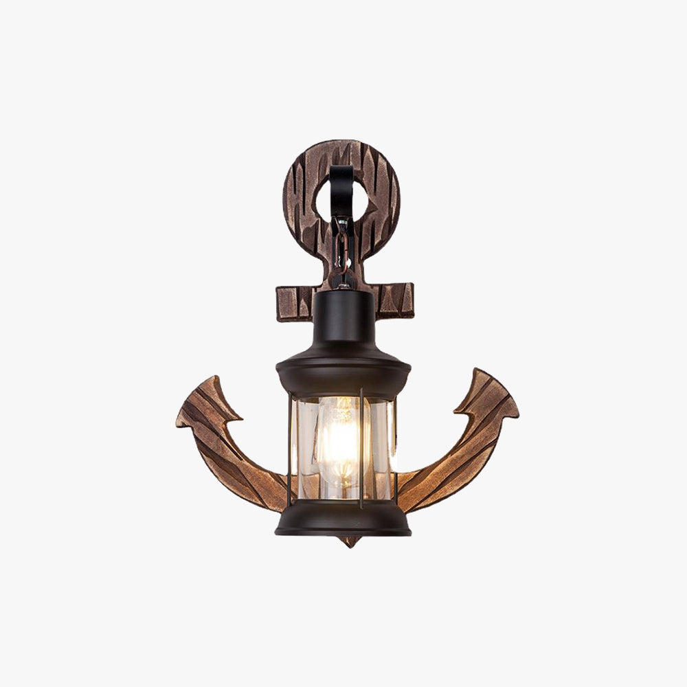 Vintage Anker LED Wandleuchte - Industrie Metall & Holz für Esszimmer/Wohnzimmer