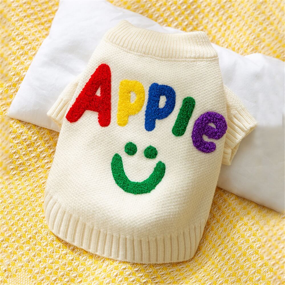Bunter Apple Strickhundepullover