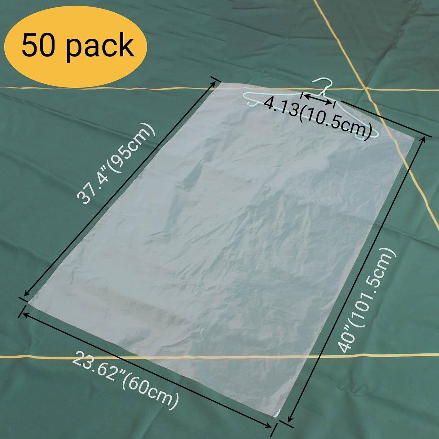 Frendorf | 50 Pack 23.6X40Inch Klare Kunststoffkleiderhüllen für hängende Kleidung Staubdichte Bekleidungsbeutel für kleine Unternehmen, Trockenreinigungsgeschäfte und Heimkleiderschranklagerung Anzugabdeckung