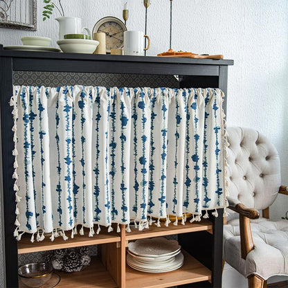 Blaue EKG Quasten Schrank Vorhang