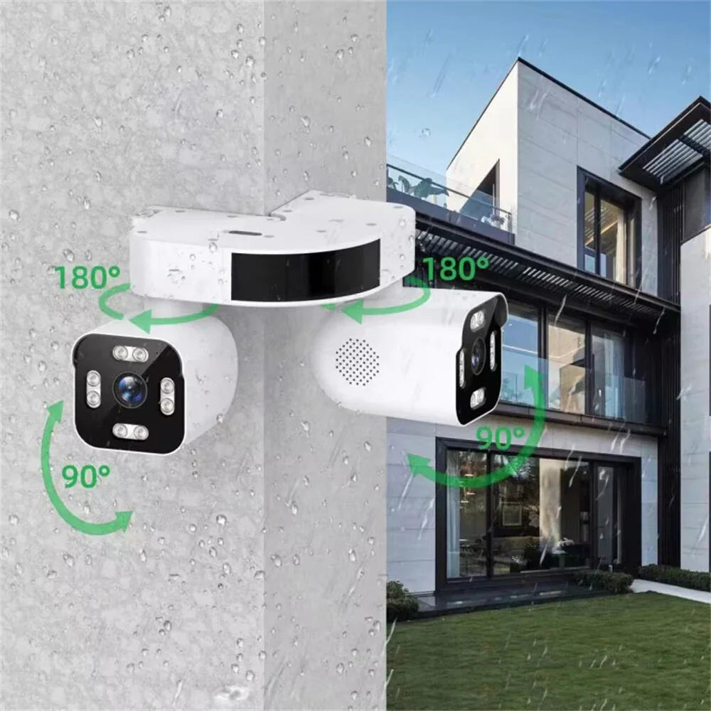 6MP WiFi IP Kamera mit Dual-Gimbal, Nachtsicht, 2-Wege-Intercom, EU-Stecker, Hochauflösende Fernüberwachung