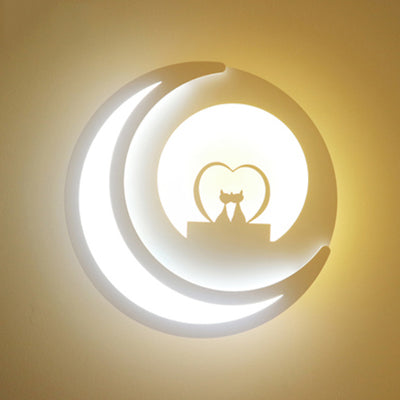 Frendorf | Moderne Maan Wandlamp mit Cartoon-Muster Acryl LED Wandleuchte in Weiß für Kinderzimmer