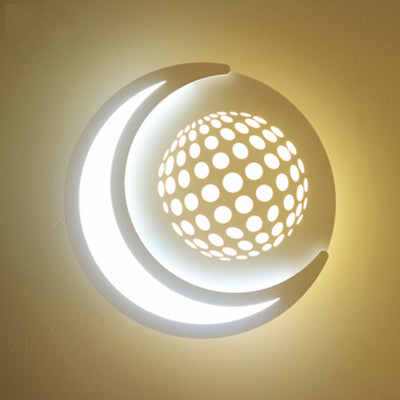 Frendorf | Moderne Maan Wandlamp mit Cartoon-Muster Acryl LED Wandleuchte in Weiß für Kinderzimmer