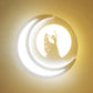 Frendorf | Moderne Maan Wandlamp mit Cartoon-Muster Acryl LED Wandleuchte in Weiß für Kinderzimmer