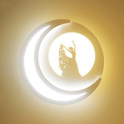 Frendorf | Moderne Maan Wandlamp mit Cartoon-Muster Acryl LED Wandleuchte in Weiß für Kinderzimmer