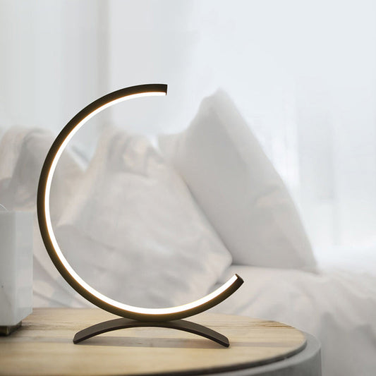 C-Shape Nachttischlampen Modernist Acryl Schwarz/Gold LED Schreibtischlampe mit Bogenbasis für Schlafzimmer