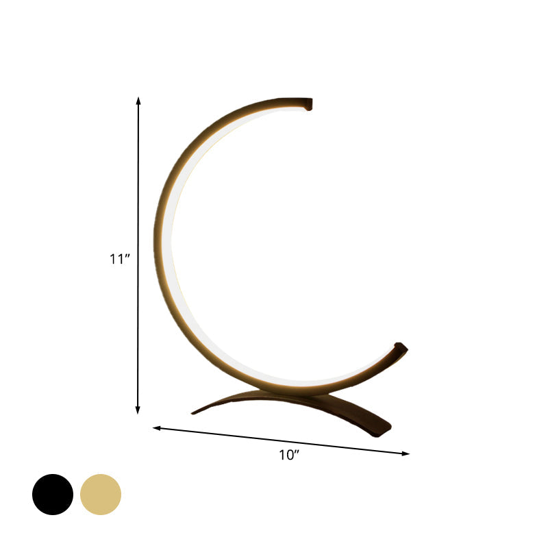 C-Shape Nachttischlampen Modernist Acryl Schwarz/Gold LED Schreibtischlampe mit Bogenbasis für Schlafzimmer