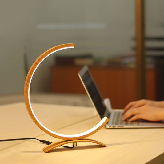 C-Shape Nachttischlampen Modernist Acryl Schwarz/Gold LED Schreibtischlampe mit Bogenbasis für Schlafzimmer