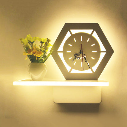 Frendorf | Moderne Cartoon-Muster-Wandleuchte mit Regal Acryl Weiß LED Wandleuchte für Kinderzimmer
