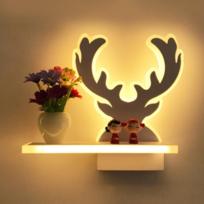 Frendorf | Moderne Cartoon-Muster-Wandleuchte mit Regal Acryl Weiß LED Wandleuchte für Kinderzimmer
