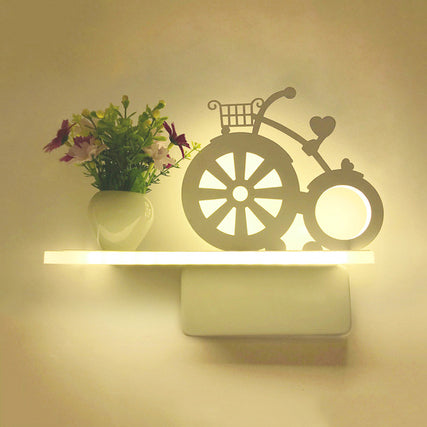 Frendorf | Moderne Cartoon-Muster-Wandleuchte mit Regal Acryl Weiß LED Wandleuchte für Kinderzimmer