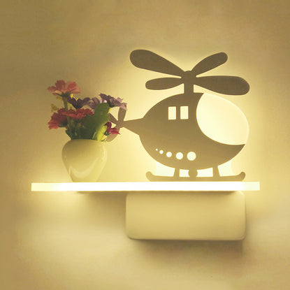Frendorf | Moderne Cartoon-Muster-Wandleuchte mit Regal Acryl Weiß LED Wandleuchte für Kinderzimmer
