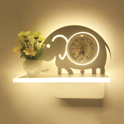 Frendorf | Moderne Cartoon-Muster-Wandleuchte mit Regal Acryl Weiß LED Wandleuchte für Kinderzimmer