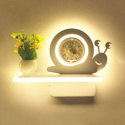 Frendorf | Moderne Cartoon-Muster-Wandleuchte mit Regal Acryl Weiß LED Wandleuchte für Kinderzimmer
