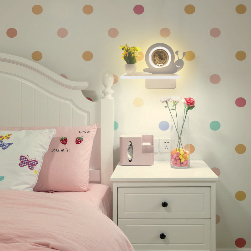 Frendorf | Moderne Cartoon-Muster-Wandleuchte mit Regal Acryl Weiß LED Wandleuchte für Kinderzimmer