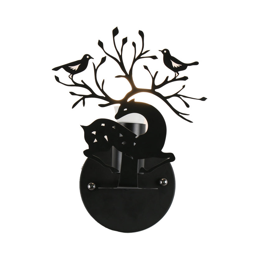 Frendorf | Sika Deer Kindergarten Wandlampe mit Branche & Vogel Metall 1 Licht Tier Lampe
