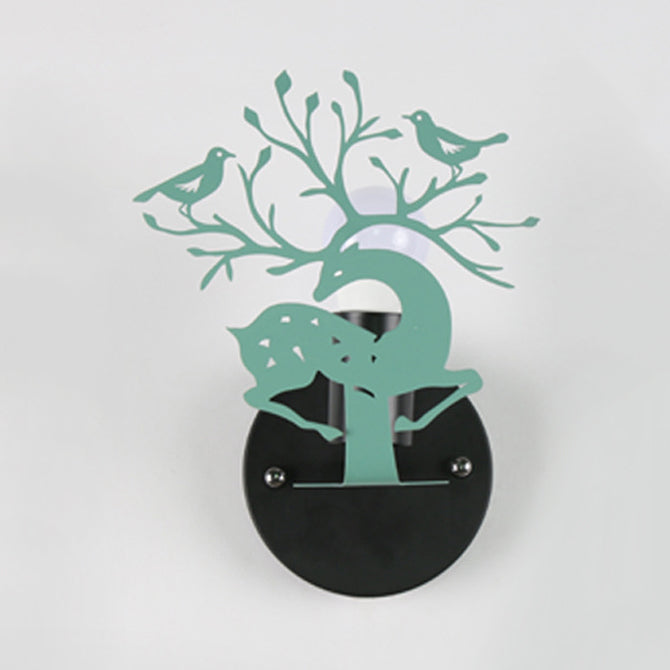 Frendorf | Sika Deer Kindergarten Wandlampe mit Branche & Vogel Metall 1 Licht Tier Lampe