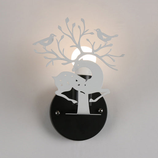 Frendorf | Sika Deer Kindergarten Wandlampe mit Branche & Vogel Metall 1 Licht Tier Lampe