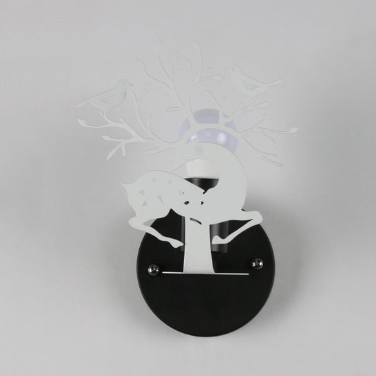 Frendorf | Sika Deer Kindergarten Wandlampe mit Branche & Vogel Metall 1 Licht Tier Lampe