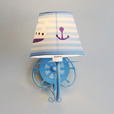 Maritimer Steuerrad-Wandleuchte mit Schiff & Anker Metall 1 Kopf Wandlampe für Kinderzimmer