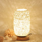 Frendorf | Geribbelte Oblong Mini Nachtstandlamp Macaron Beige/Blauw/Bruin USB Opladen LED Tafellicht met Houten Voetstuk voor Bedzijde