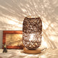 Frendorf | Geribbelte Oblong Mini Nachtstandlamp Macaron Beige/Blauw/Bruin USB Opladen LED Tafellicht met Houten Voetstuk voor Bedzijde