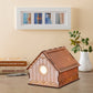 Frendorf | Kids Cottage Mini Nachtlicht Holz Schlafzimmer LED Nachttischlampe in Braun mit skulptiertem Blumen/Stern/Liebesherz-Design