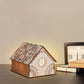 Frendorf | Kids Cottage Mini Nachtlicht Holz Schlafzimmer LED Nachttischlampe in Braun mit skulptiertem Blumen/Stern/Liebesherz-Design