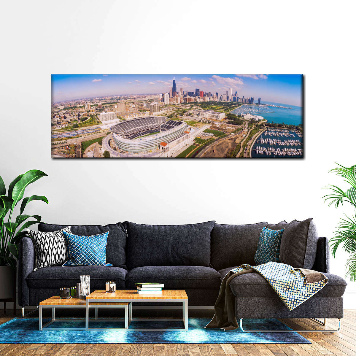 Frendorf | Luftaufnahme eines Stadions im Soldier Field II Wandkunst