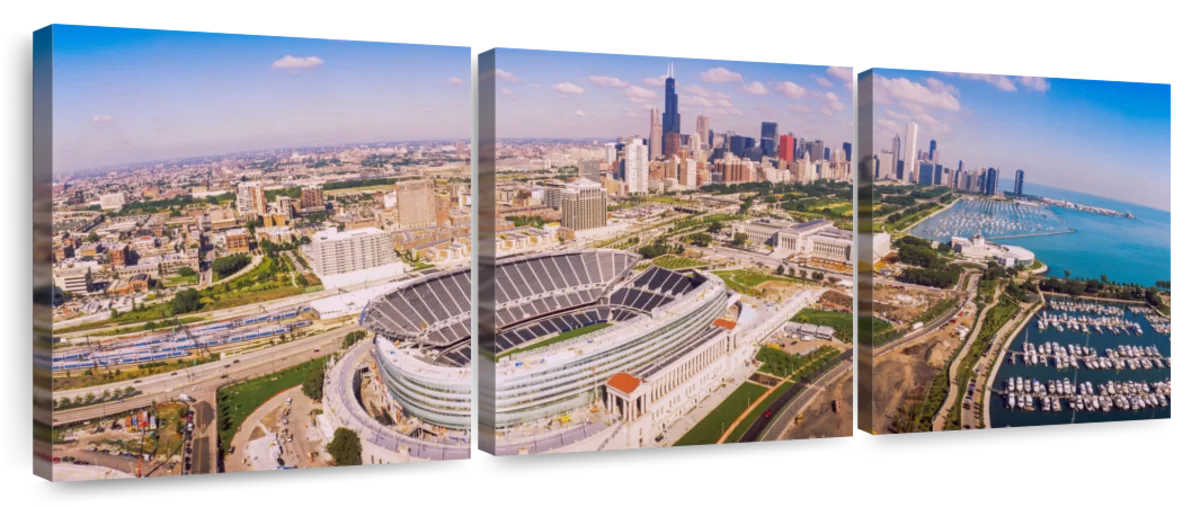 Frendorf | Luftaufnahme eines Stadions im Soldier Field II Wandkunst