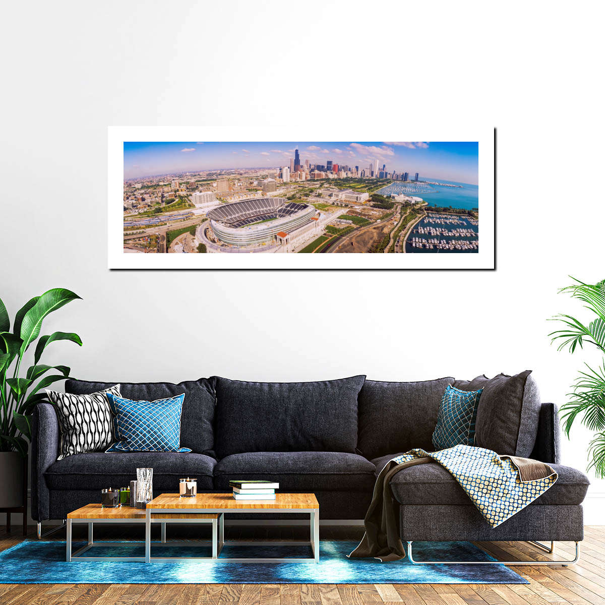 Frendorf | Luftaufnahme eines Stadions im Soldier Field II Wandkunst