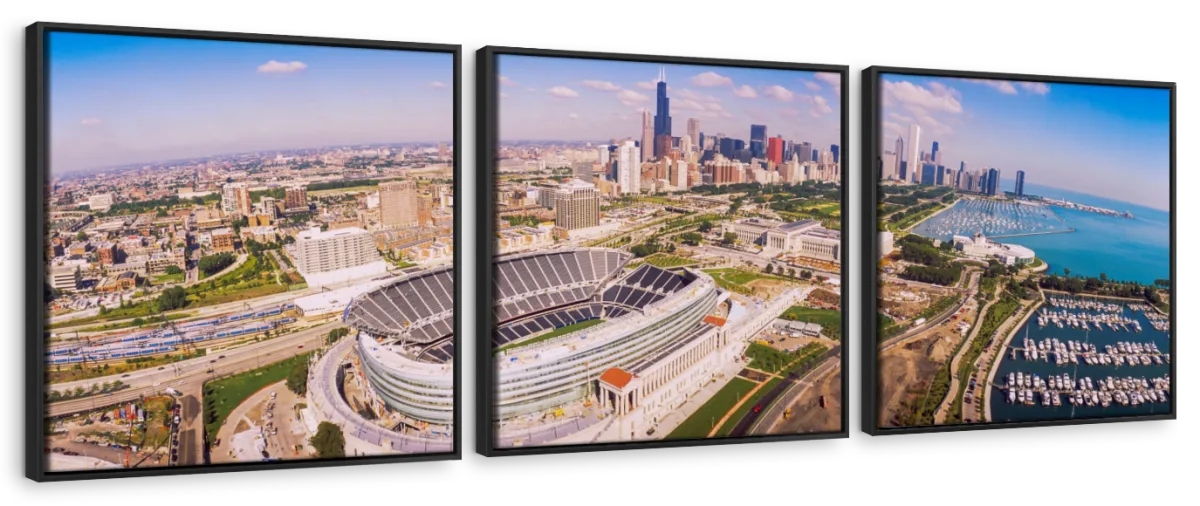 Frendorf | Luftaufnahme eines Stadions im Soldier Field II Wandkunst