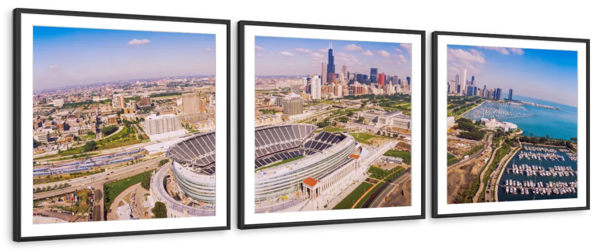 Frendorf | Luftaufnahme eines Stadions im Soldier Field II Wandkunst