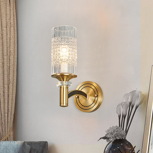 Frendorf | 1/2-Kopf Gitter Crystal Wandlicht Retro Messing Zylindrische Wohnzimmer Wandleuchte Beleuchtung