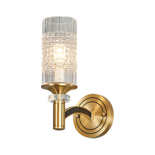 Frendorf | 1/2-Kopf Gitter Crystal Wandlicht Retro Messing Zylindrische Wohnzimmer Wandleuchte Beleuchtung