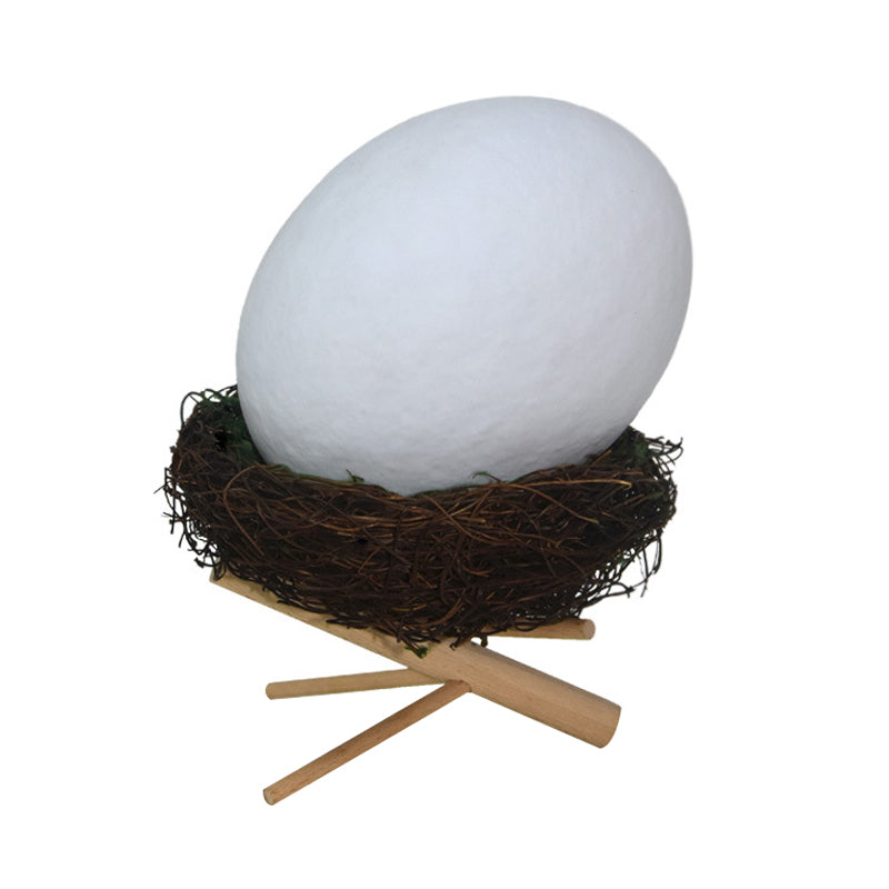Frendorf | Oplaadbare Witte Ei Nachtkastlamp Kids Creatieve Plastic LED Tafellamp met Houten Houder en Nestlamp Houder