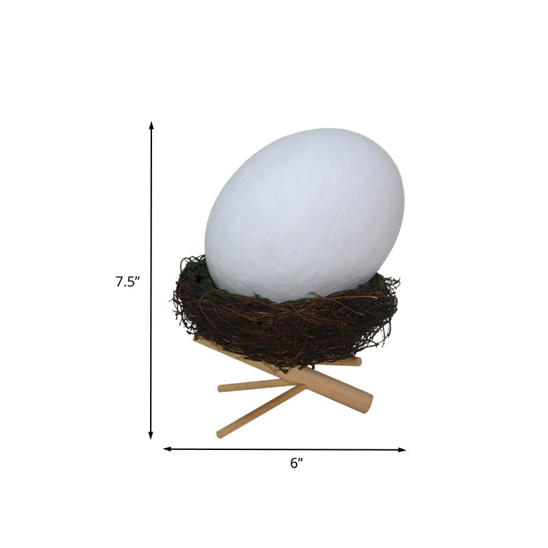 Frendorf | Oplaadbare Witte Ei Nachtkastlamp Kids Creatieve Plastic LED Tafellamp met Houten Houder en Nestlamp Houder
