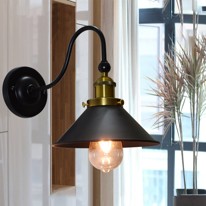 Frendorf | Schwarze Ein Licht Sconces Licht Industrie Metall Cone Wandbeleuchtung Fixture für Flur
