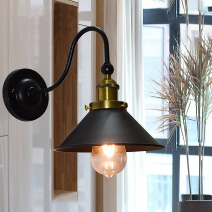 Frendorf | Schwarze Ein Licht Sconces Licht Industrie Metall Cone Wandbeleuchtung Fixture für Flur