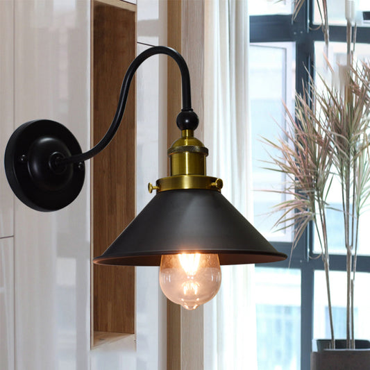 Frendorf | Schwarze Ein Licht Sconces Licht Industrie Metall Cone Wandbeleuchtung Fixture für Flur