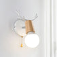 Frendorf | 1 Licht Bare Bulb Wandlamp Modern Stil Zwart/Wit Afwerking Metaal en Hout Wandverlichting met Hertenkant