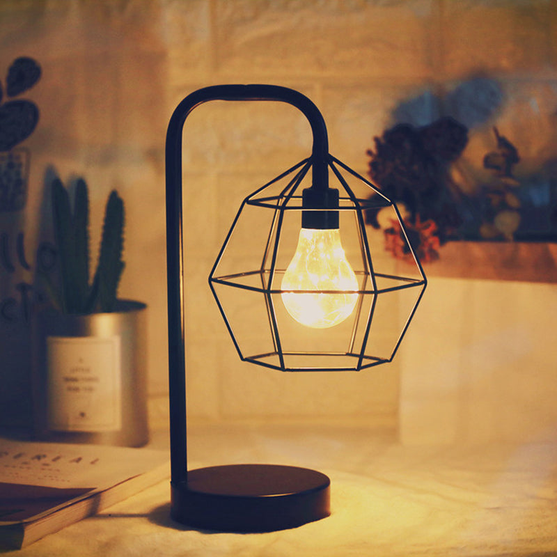 Frendorf | Druppel/Bal Kooi Plug In Tafel Lamp Moderne Stijl Zwarte LED Nachtkast Verlichting met Gooseneck Arm