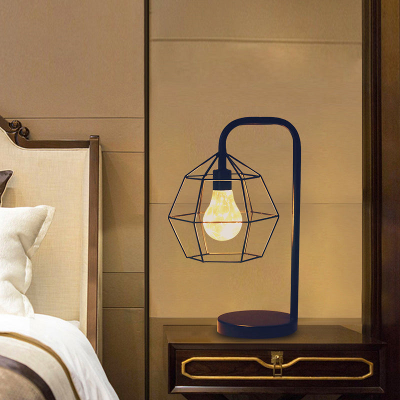 Frendorf | Druppel/Bal Kooi Plug In Tafel Lamp Moderne Stijl Zwarte LED Nachtkast Verlichting met Gooseneck Arm