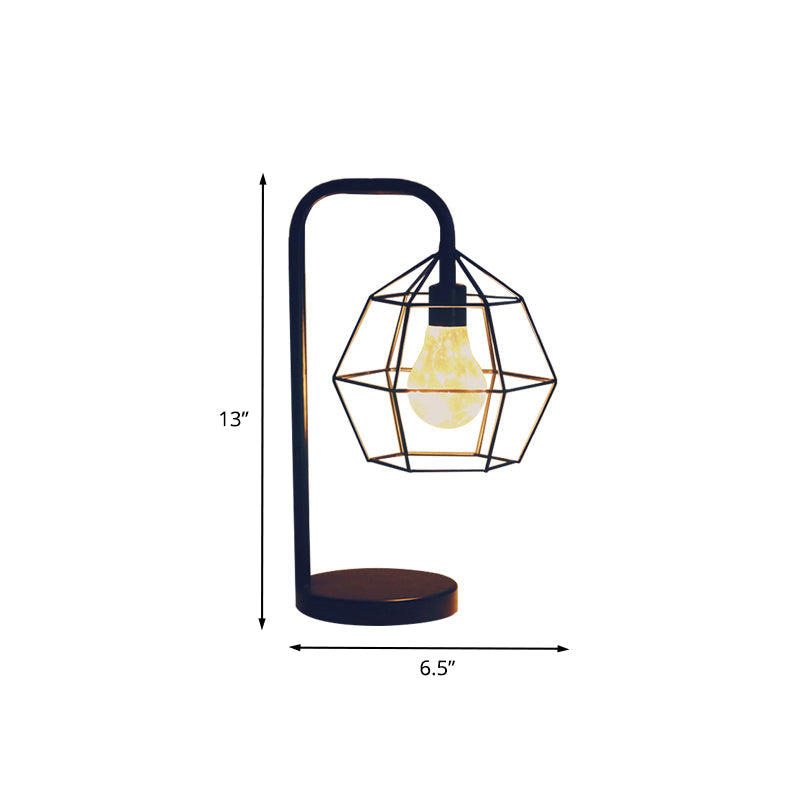 Frendorf | Druppel/Bal Kooi Plug In Tafel Lamp Moderne Stijl Zwarte LED Nachtkast Verlichting met Gooseneck Arm