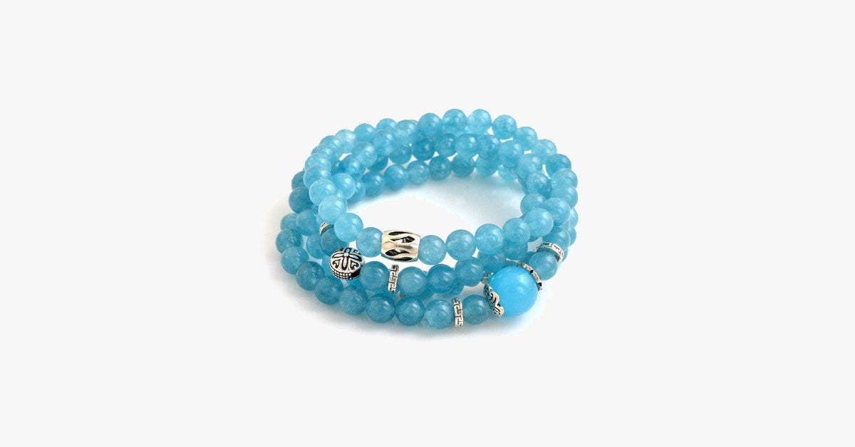Frendorf | Blauer Achat Perlen Aquamarin Armband